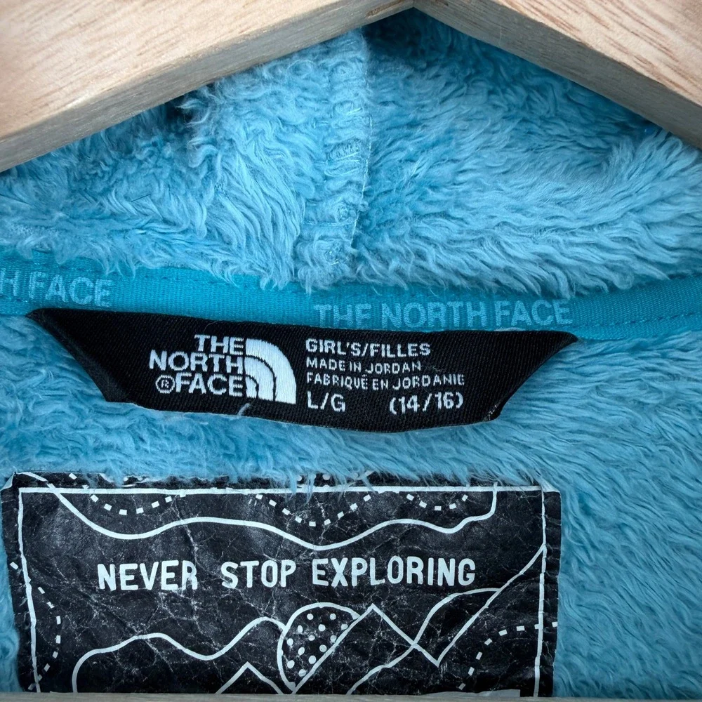 The North Face Girl's Blue‎ Oso Hooded Fleece Zip Up Jacket L 14/16